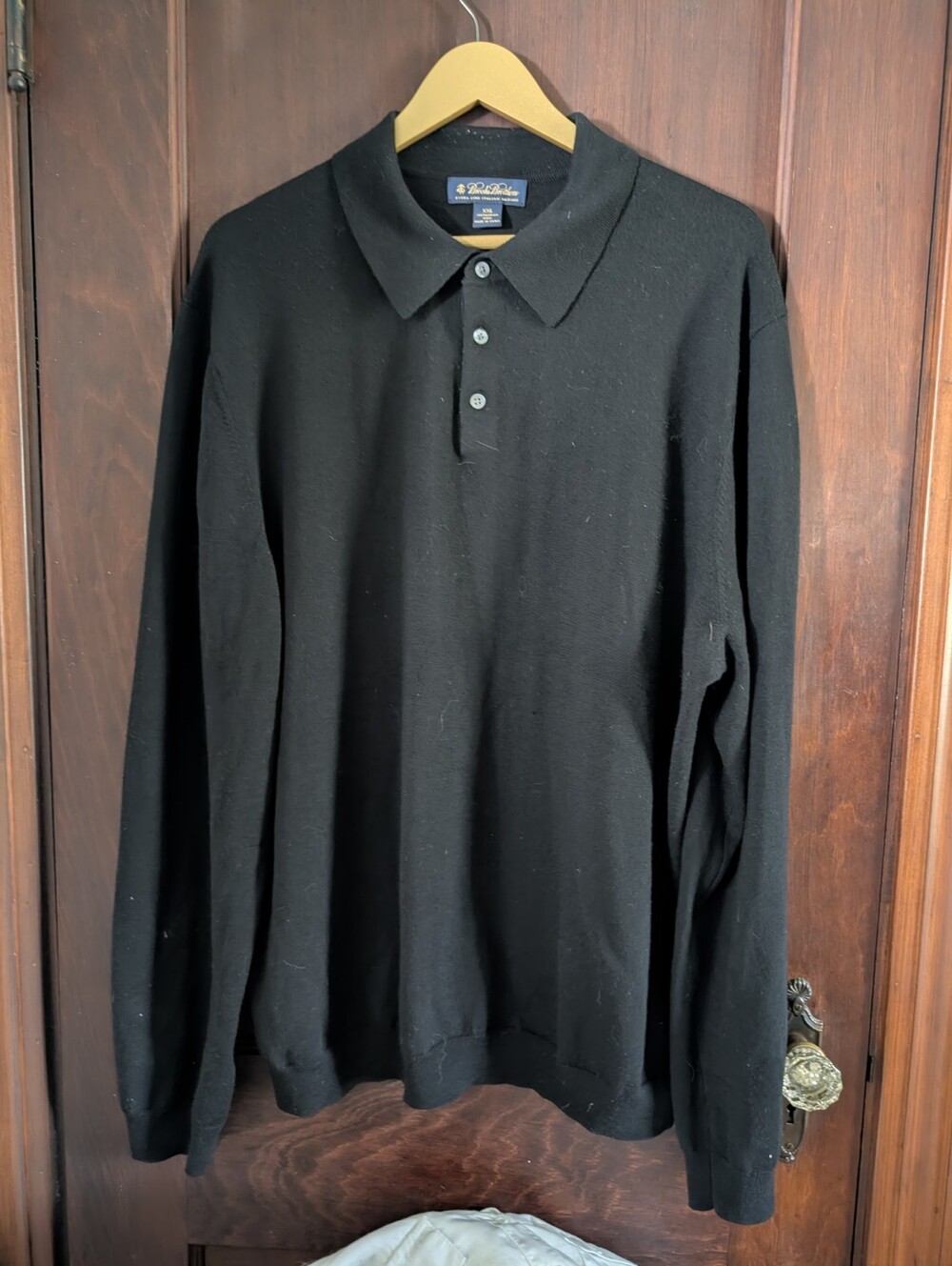 Brooks Brothers Extra Fine Italian Merino Wool Long Sleeve Polo Sweater Mens XXL